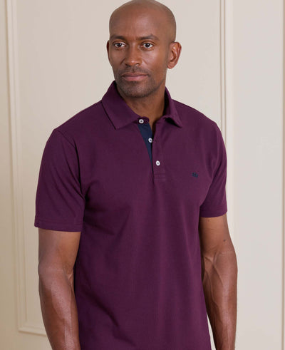 Deep Red Cotton Short Sleeve Polo Shirt