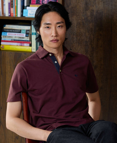Deep Red Cotton Short Sleeve Polo Shirt