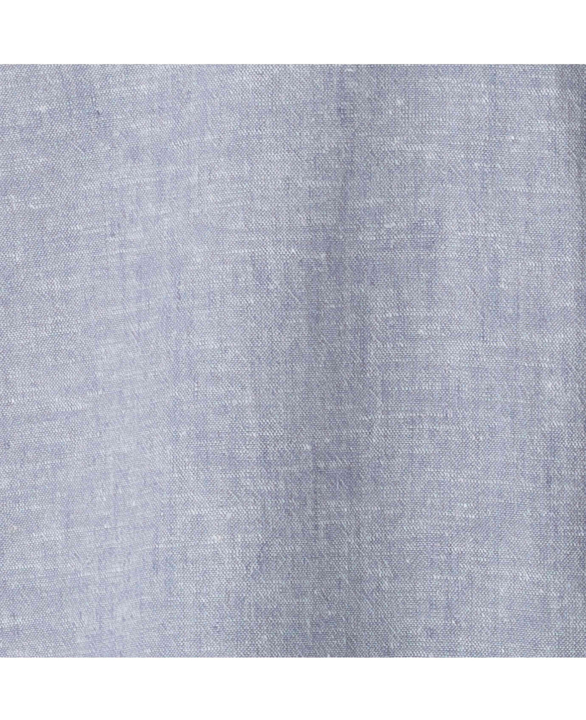 Men's Denim Blue Linen Cotton Classic Fit Grandad Collar Casual Shirt fabric detail