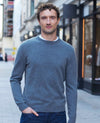 Denim Blue Merino Wool Cashmere Crew Neck Jumper
