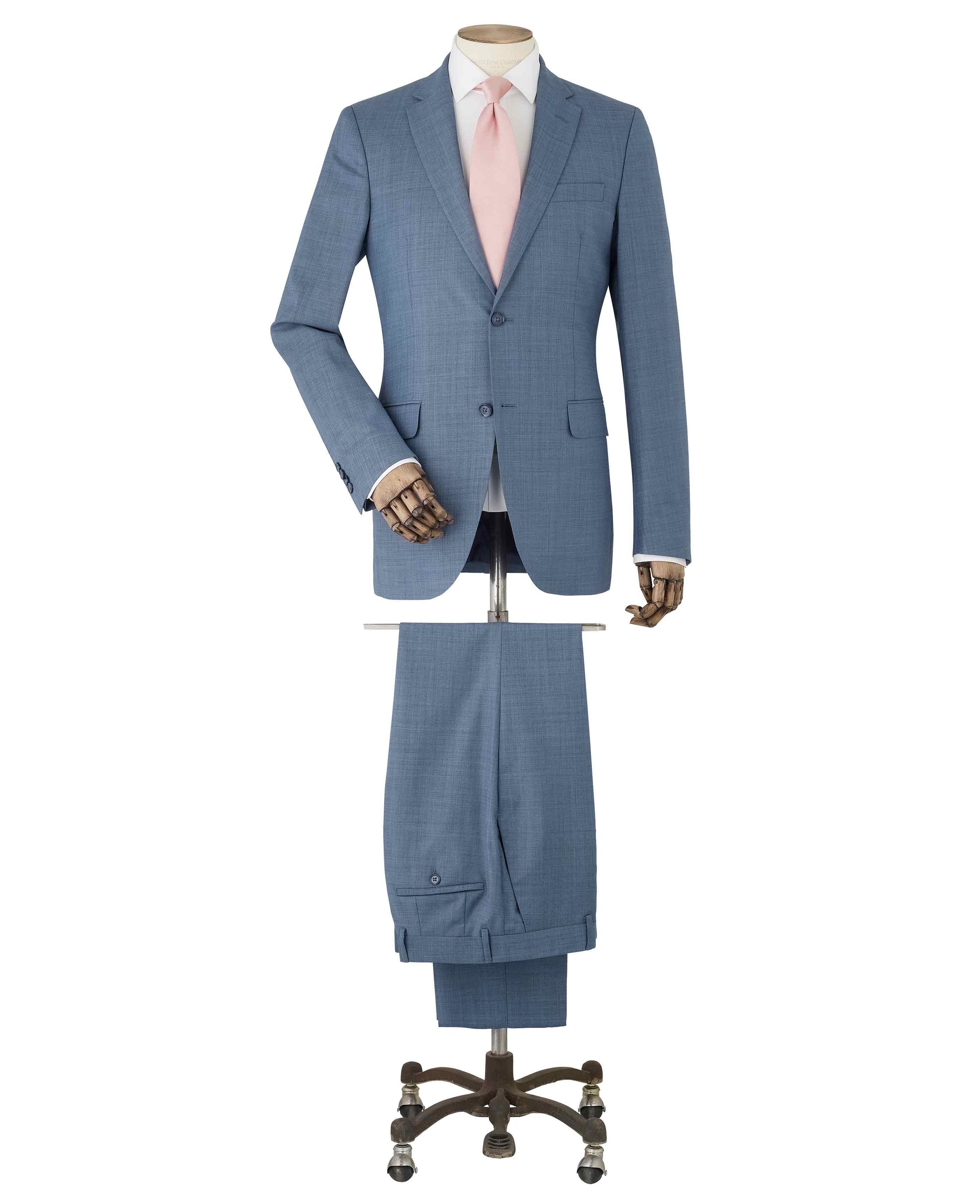 mens denim dress suits Men's Denim Navy Wool Blend Tailored Suit - One Size