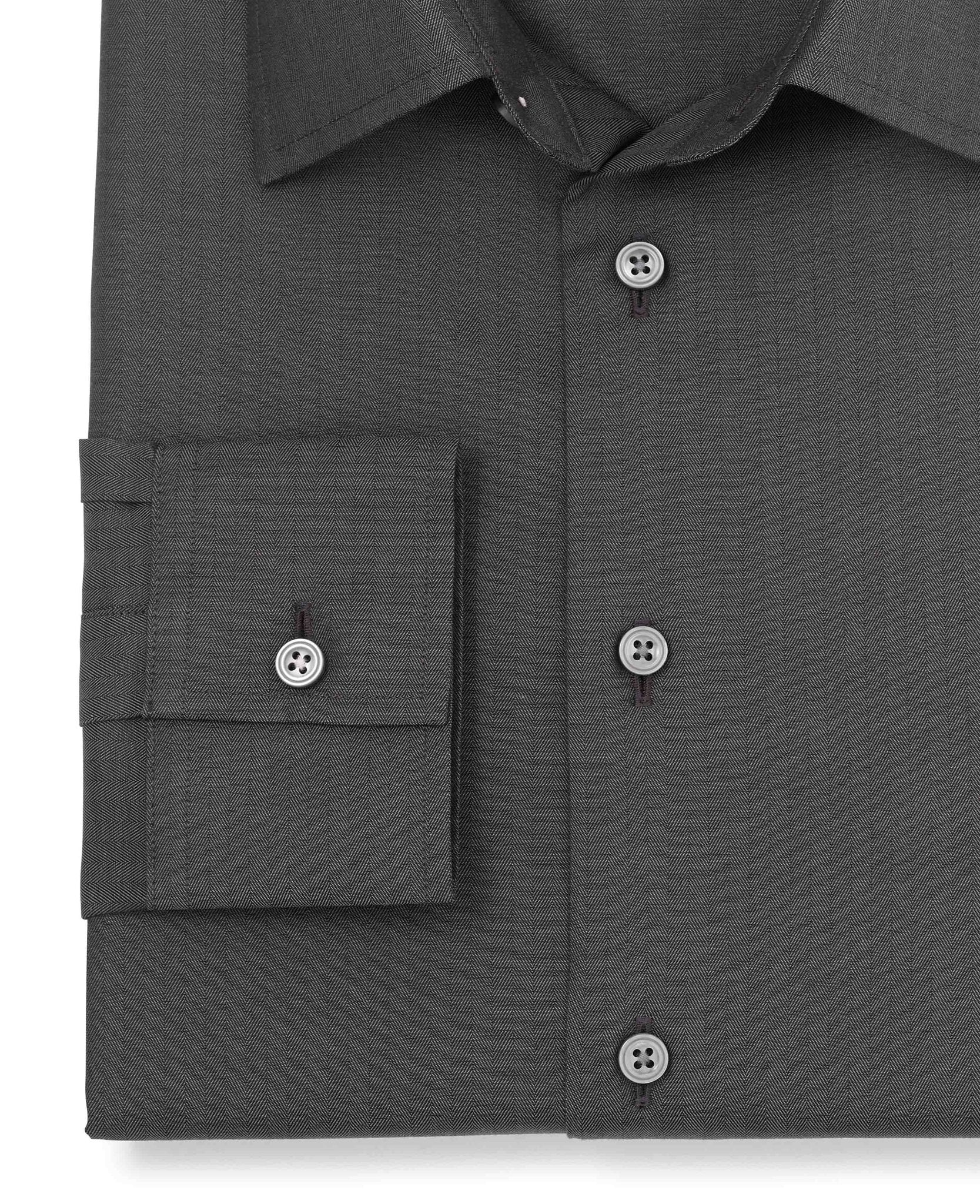 Men's dark grey herringbone made-to-measure shirt | Savile Row Company Men's dark grey herringbone made-to-measure shirt | Savile Row Company