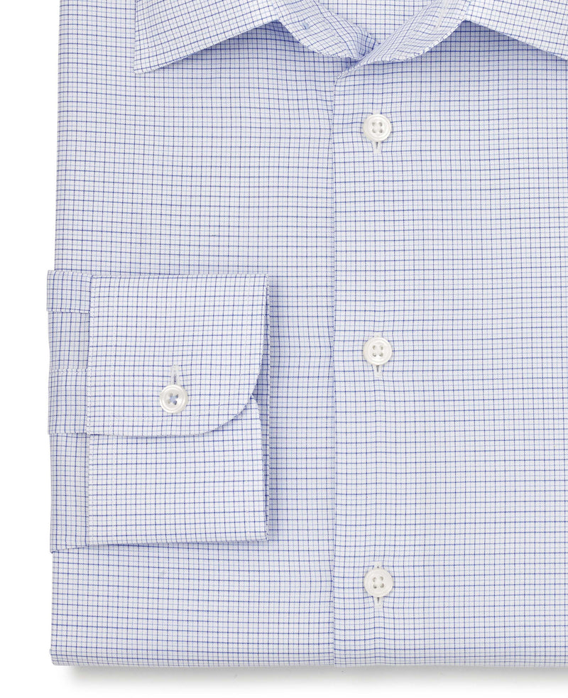 Douglas Blue Small Check Made To Measure Shirt Cuff Detail