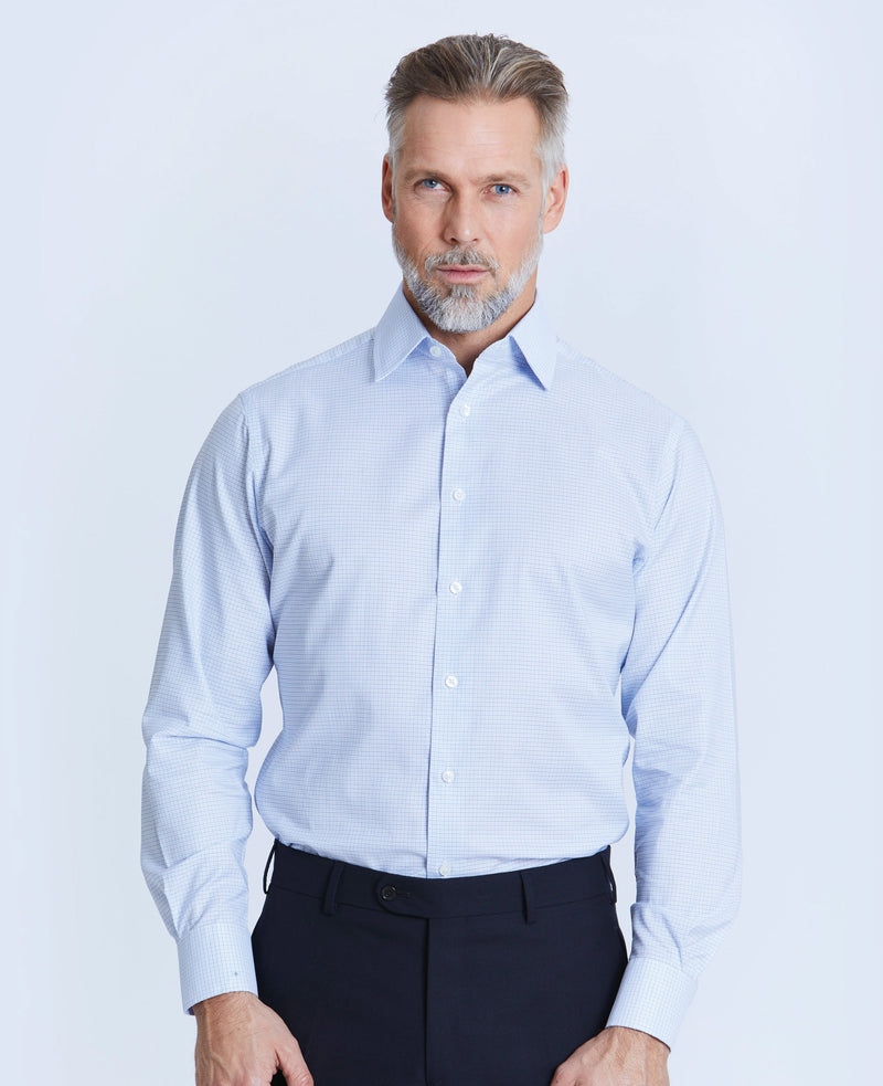 Douglas Blue Small Check Made-To-Measure Shirt