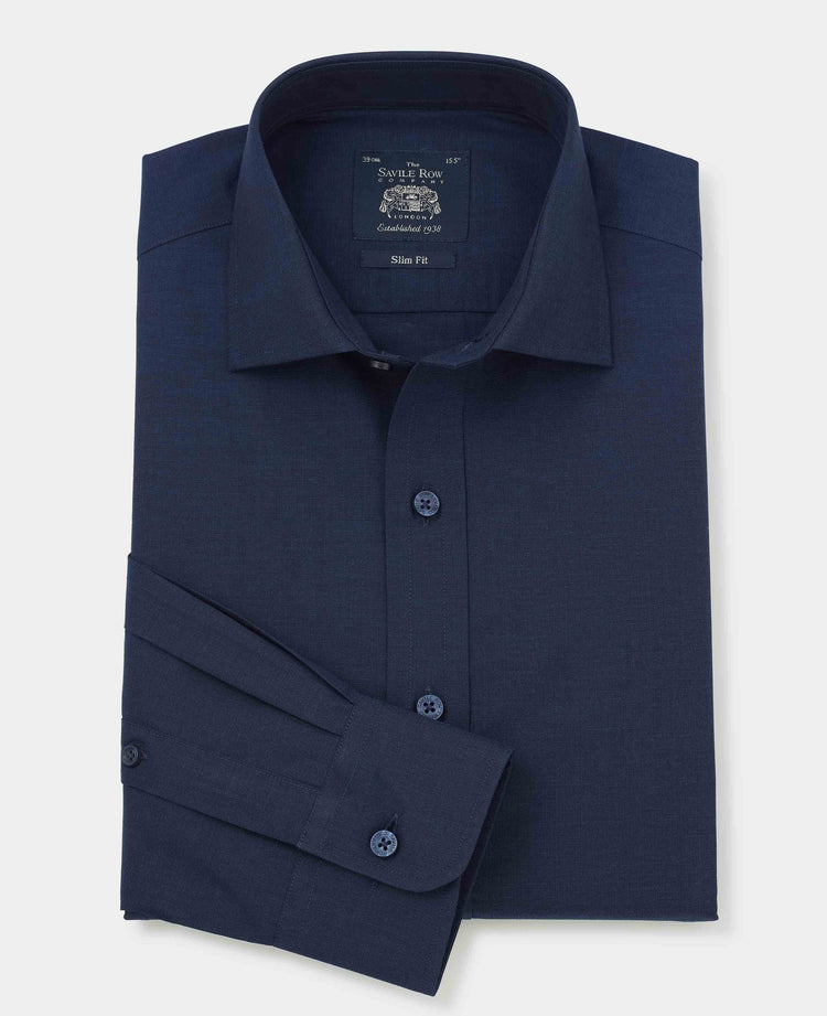 Men's Dyed Navy EoE Slim Fit Formal Shirt With Single Cuffs