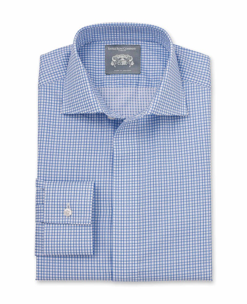 Ernest Blue White Check Made-to-Measure Shirt