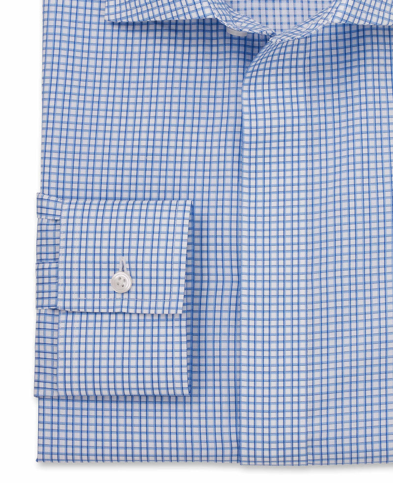 Ernest Blue White Shadow Check Made-To-Measure Shirt