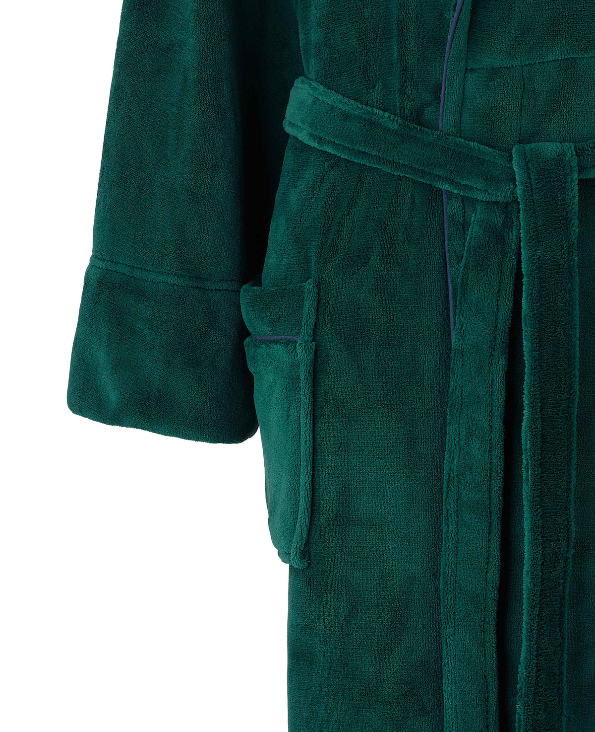 Forest Green Fleece Piped Dressing Gown