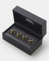 Four Pack Gold and Black Onyx Stone Dress Studs