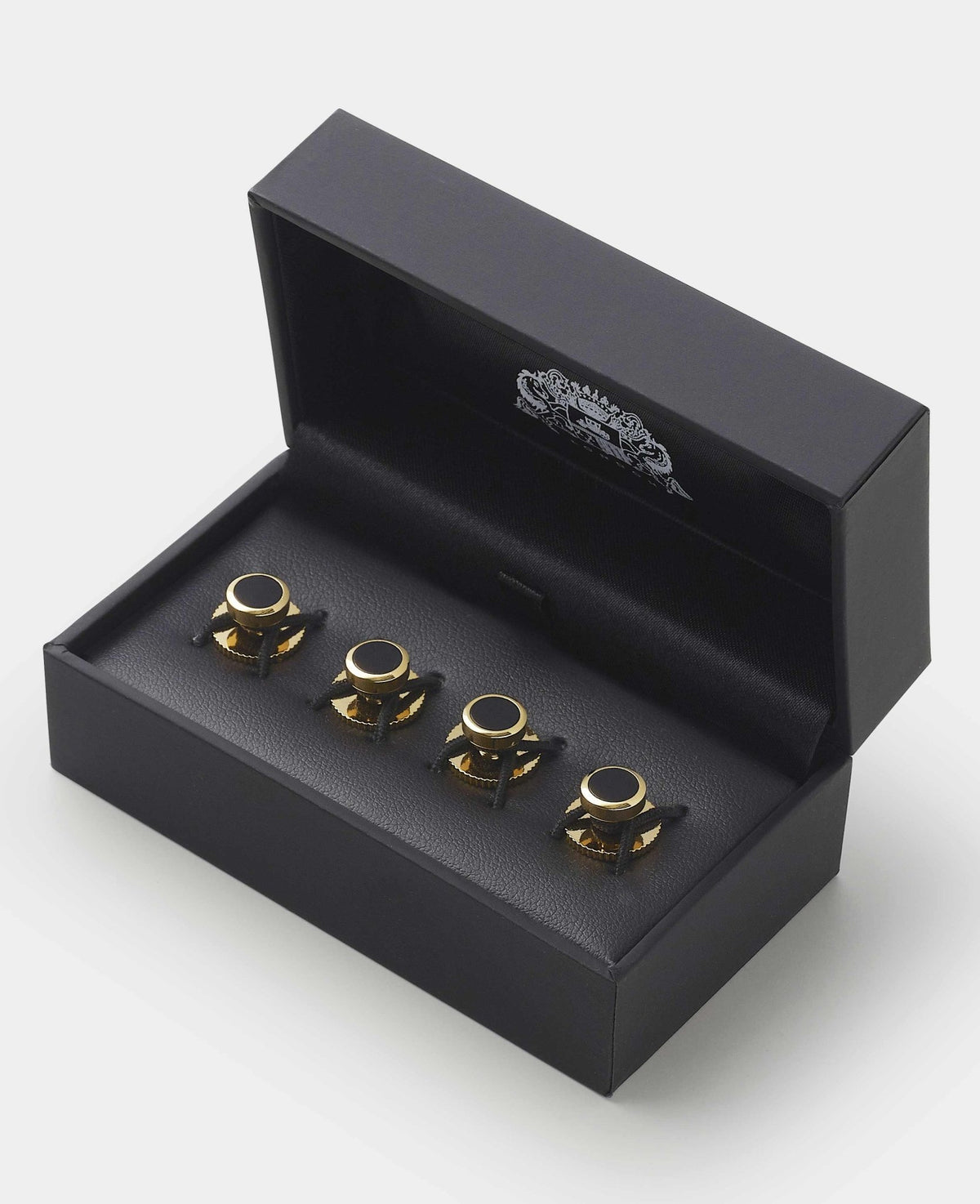 Men's Gold and Black Onyx Stone Dress Studs  in box