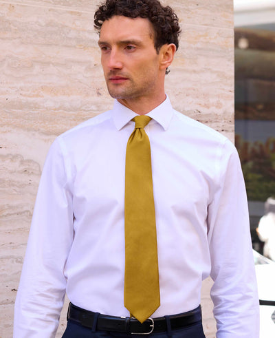 Gold Fine Twill Silk Tie