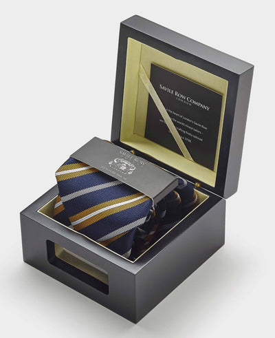 Gold Silk Striped Tie in Gift Box