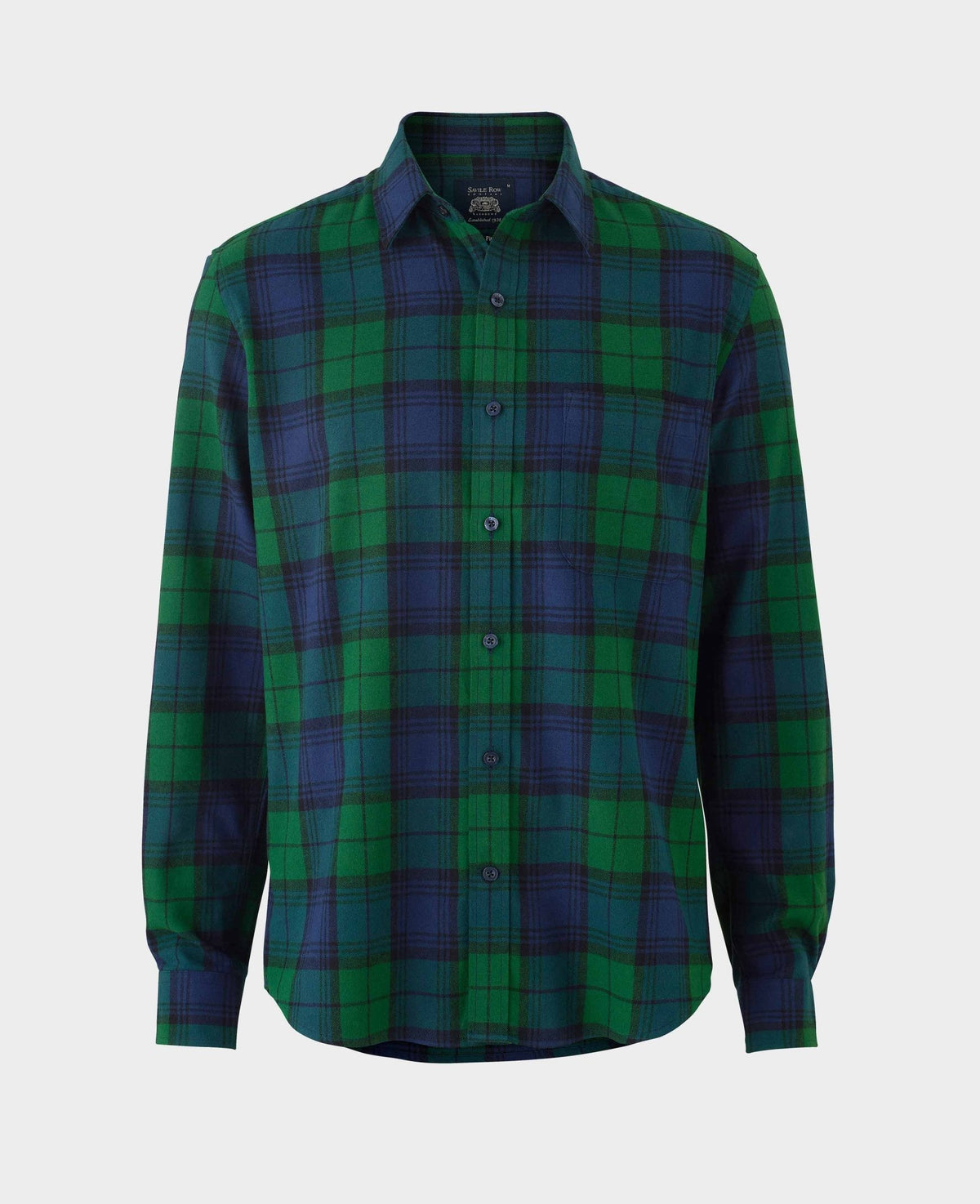 Men's Green Blue Brushed Cotton Check Slim Fit Casual Shirt mannequin shot