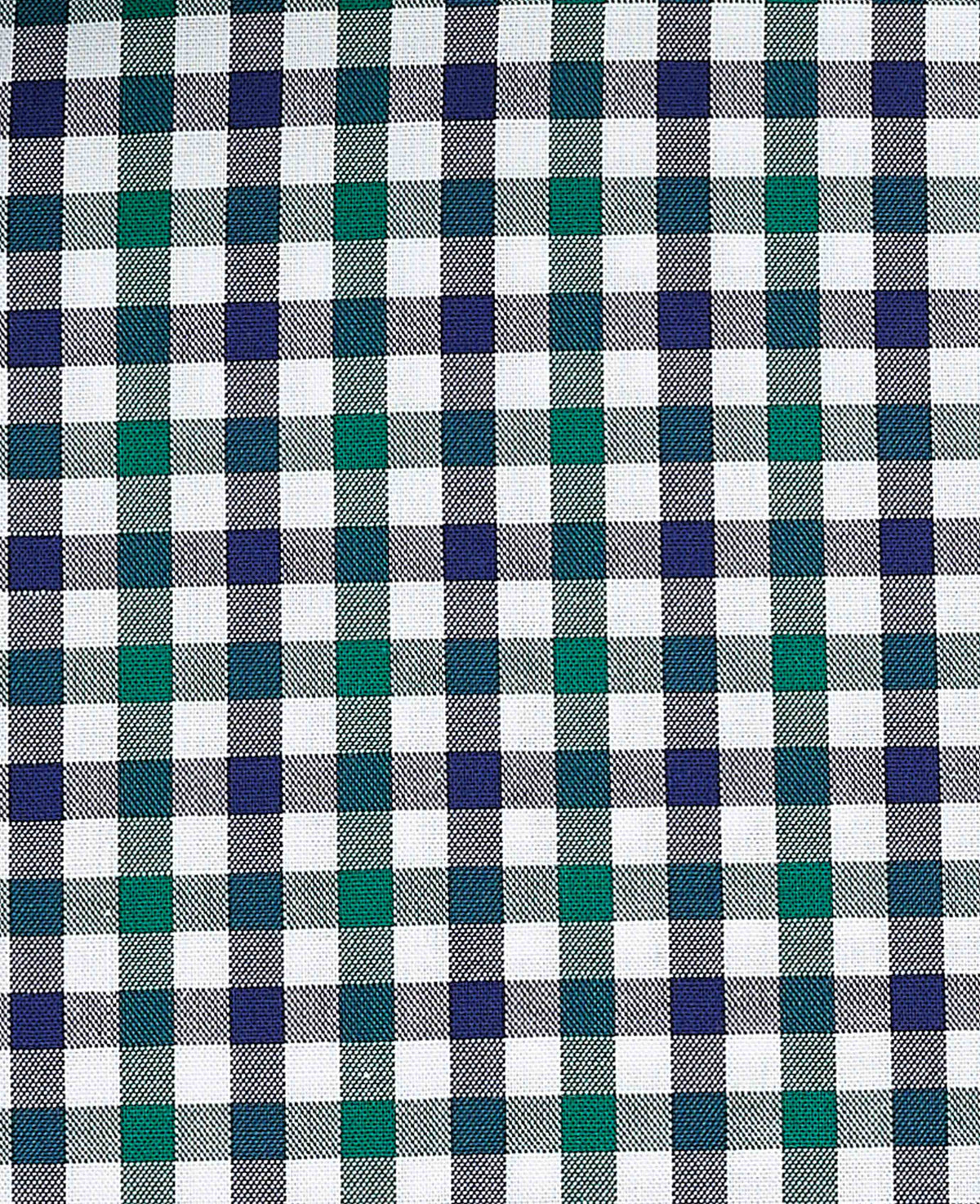 Men's Green Blue Poplin Gingham Check Slim Fit Casual Shirt fabric detail