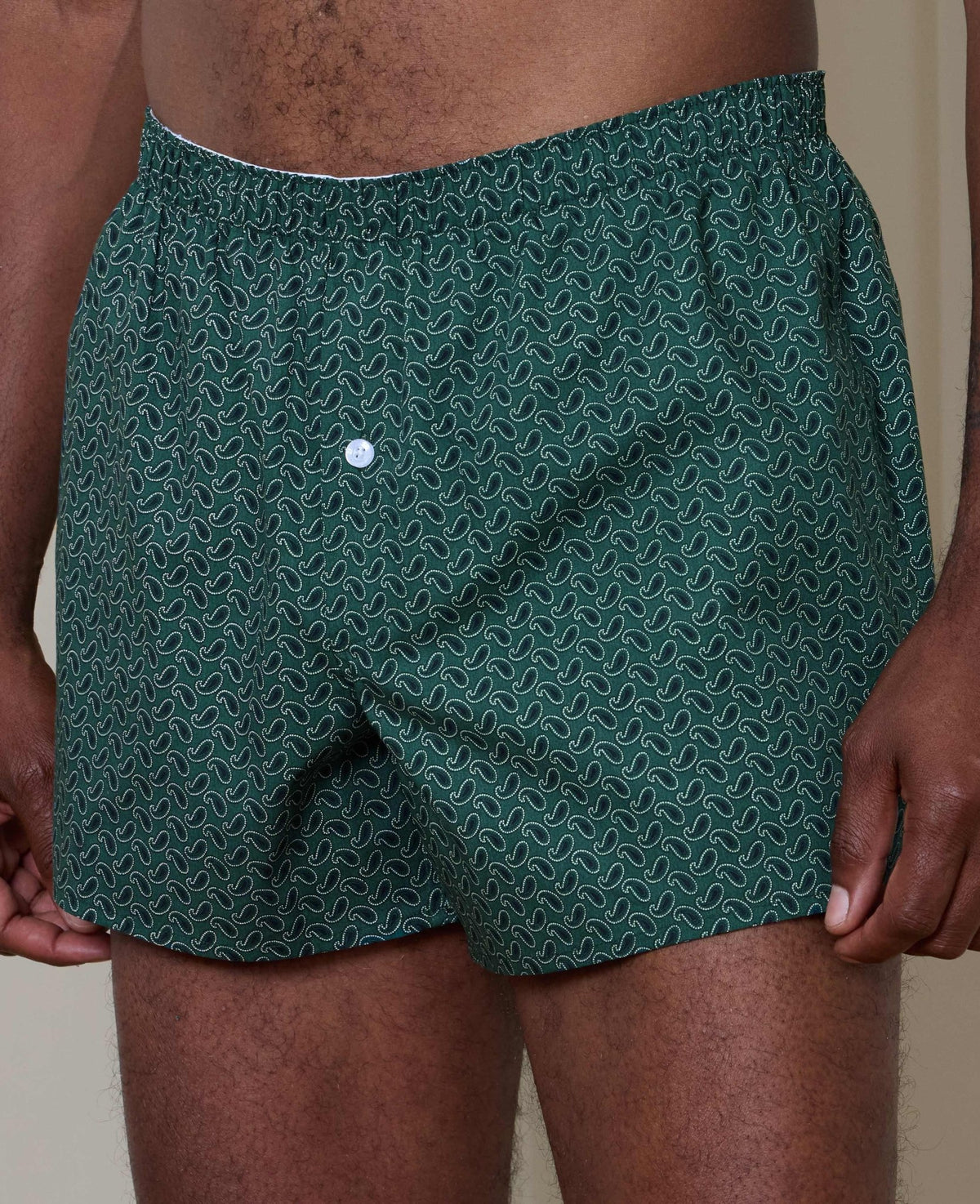 Green Cotton Paisley Boxer Shorts