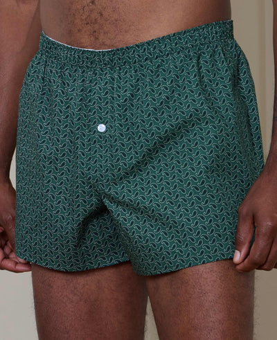 Green Cotton Paisley Boxer Shorts