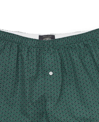 Green Cotton Paisley Boxer Shorts