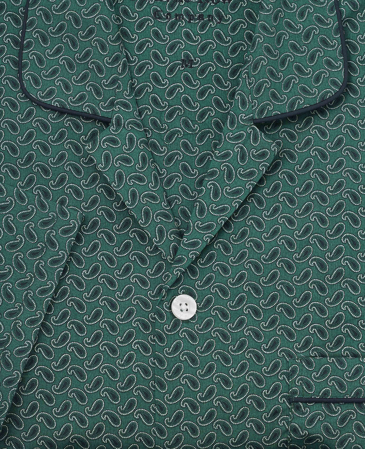 Green Cotton Paisley Revere Collar Pyjamas