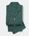 Green Cotton Paisley Revere Collar Pyjamas