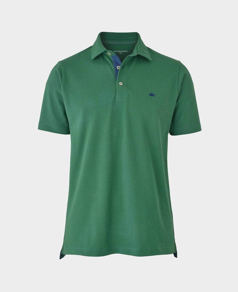 Green Cotton Pique Short Sleeve Polo Shirt