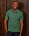Green Cotton Pique Short Sleeve Polo Shirt