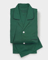 Green Cotton Revere Collar Pyjamas With Trim