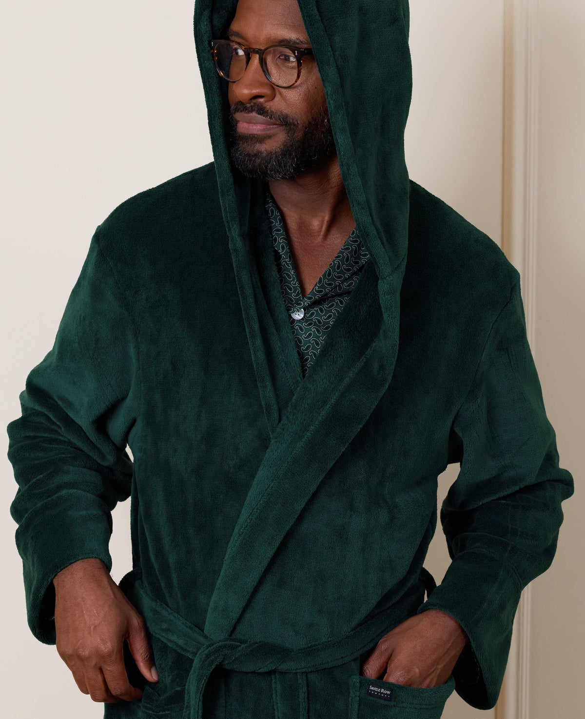 Green Hooded Fleece Dressing Gown