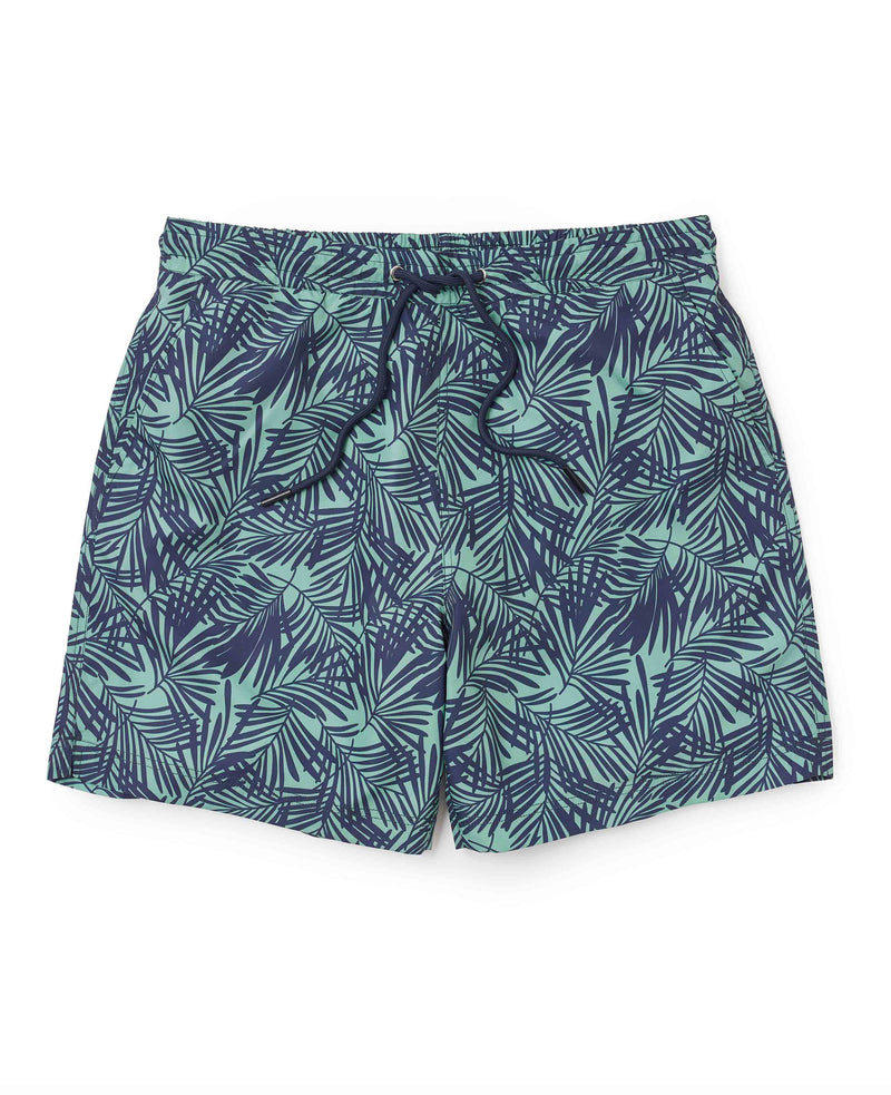 Men's Green Navy Printed Recycled Swim Shorts