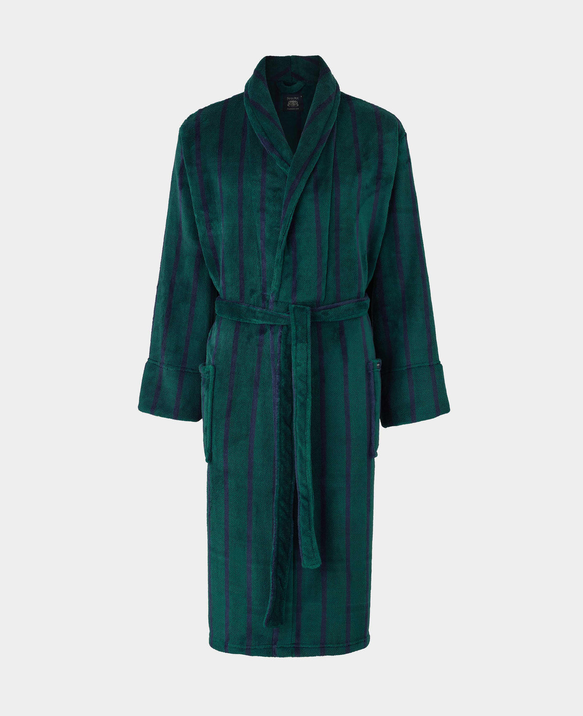 Green Navy Stripe Fleece Dressing Gown