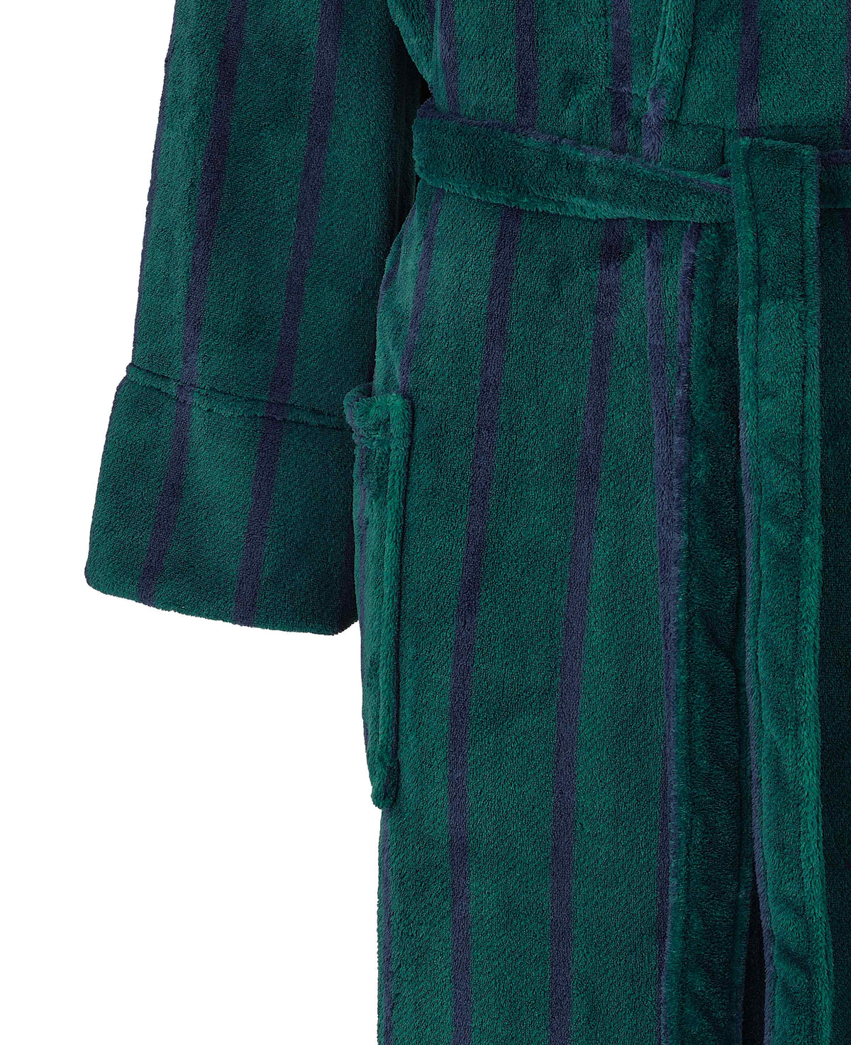 Green Navy Stripe Fleece Dressing Gown