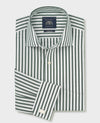 Green Stripe Cotton Poplin Classic Fit Formal Shirt - Double Cuff
