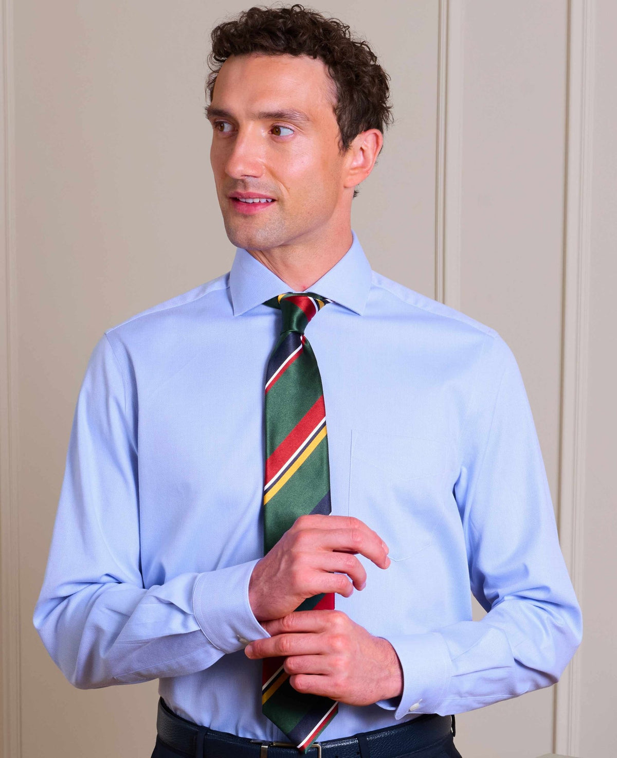 Green Variegated Stripe Silk Tie