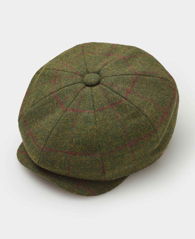 Green Wool Check Gatsby Flat Cap