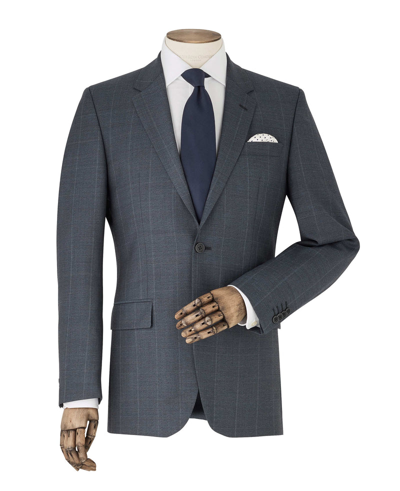 Men's Grey Check Tailored Suit Jacket