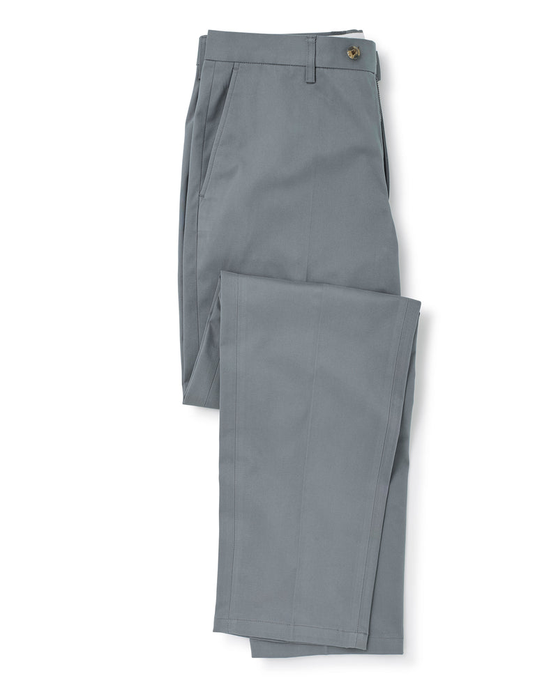 Grey Flat Front Stretch Cotton Slim Fit Chinos Folded Shot