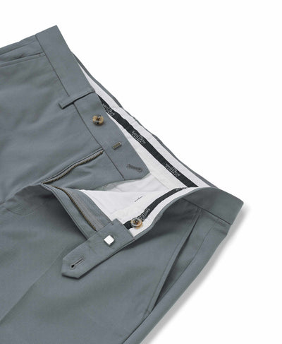 Grey Stretch Cotton Classic Fit Flat Front Chinos