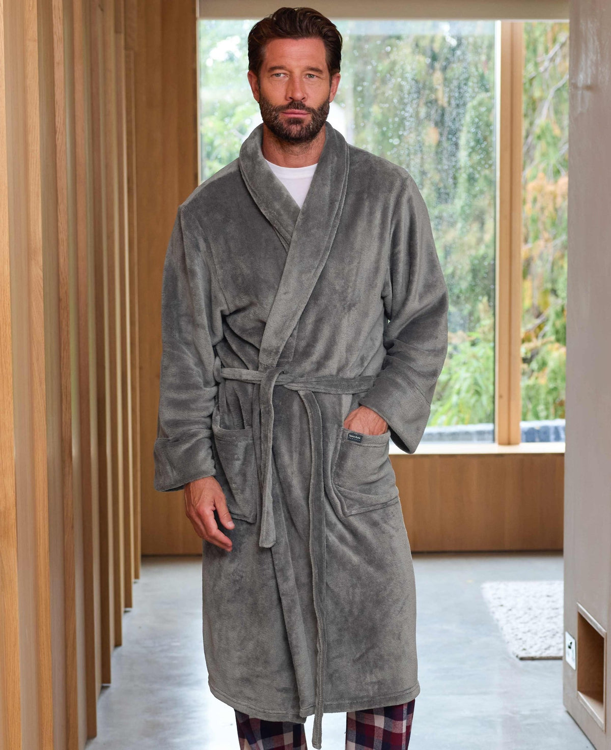 Grey Fleece Dressing Gown