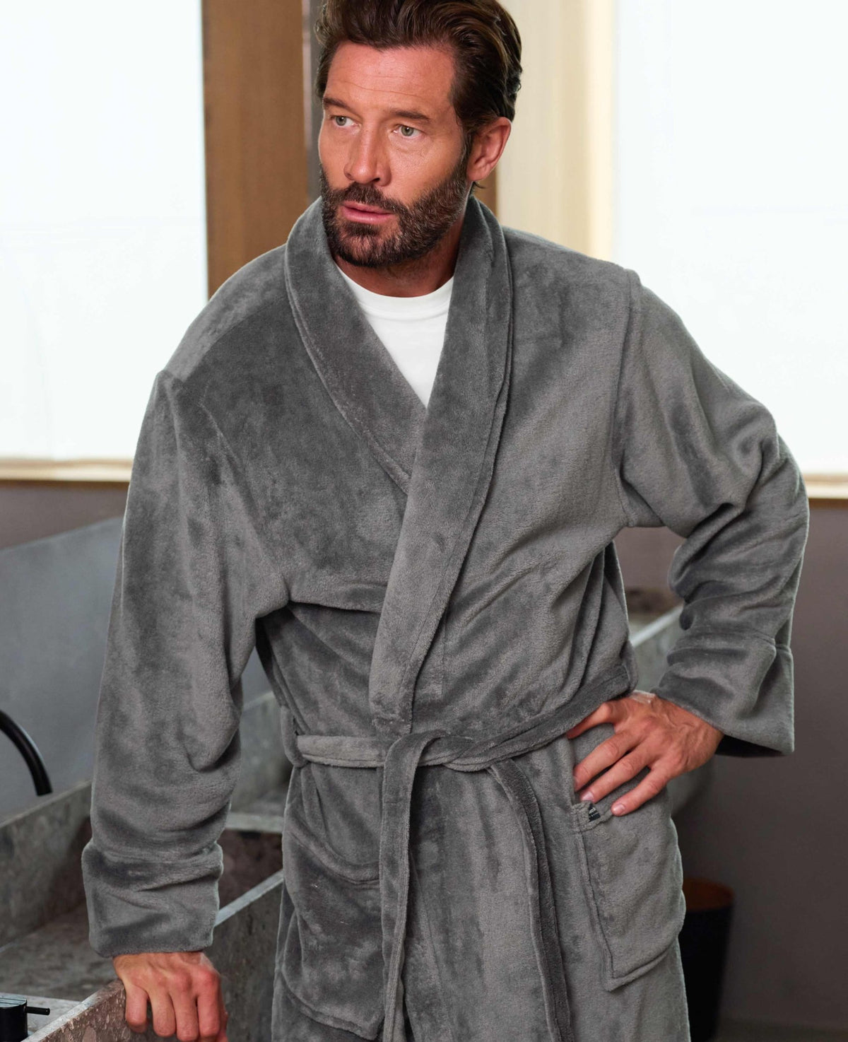 Grey Fleece Dressing Gown