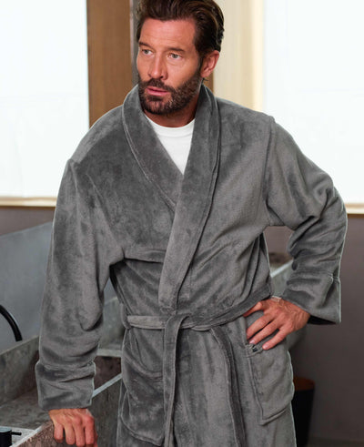 Grey Fleece Dressing Gown