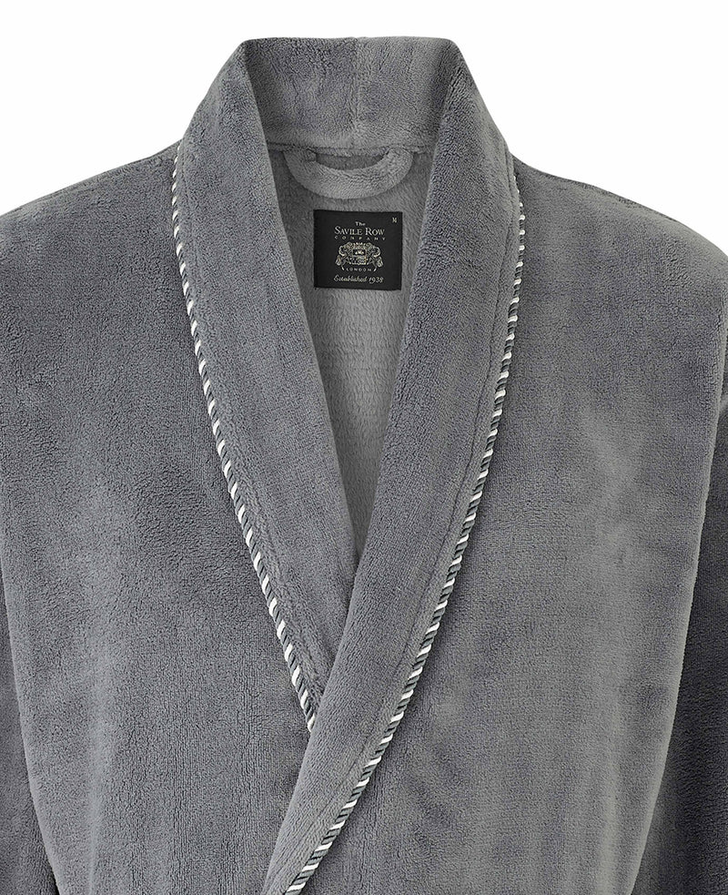 Grey Fleece Rope Edge Dressing Gown