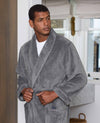 Grey Fleece Rope Edge Dressing Gown