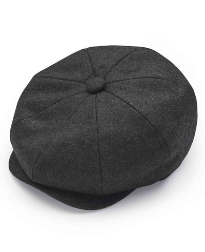 Men's Grey Melton Wool Baker Boy Cap