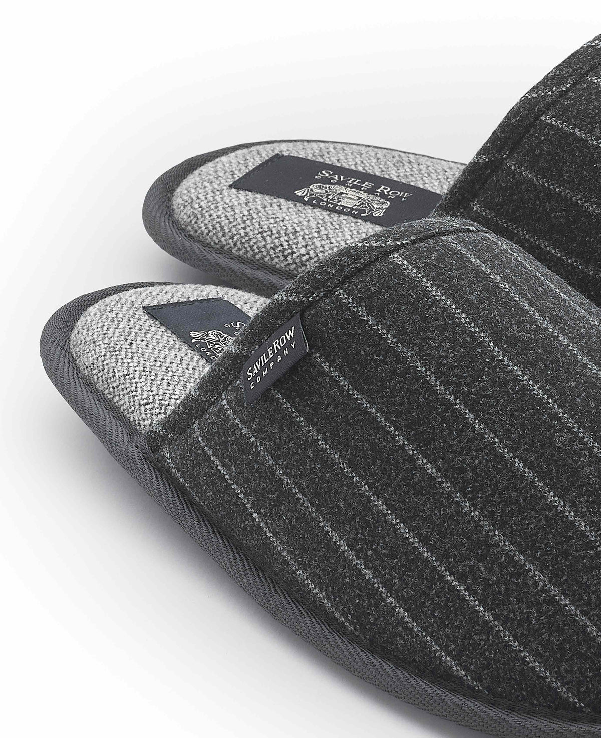 Grey Pinstripe Mule Slippers