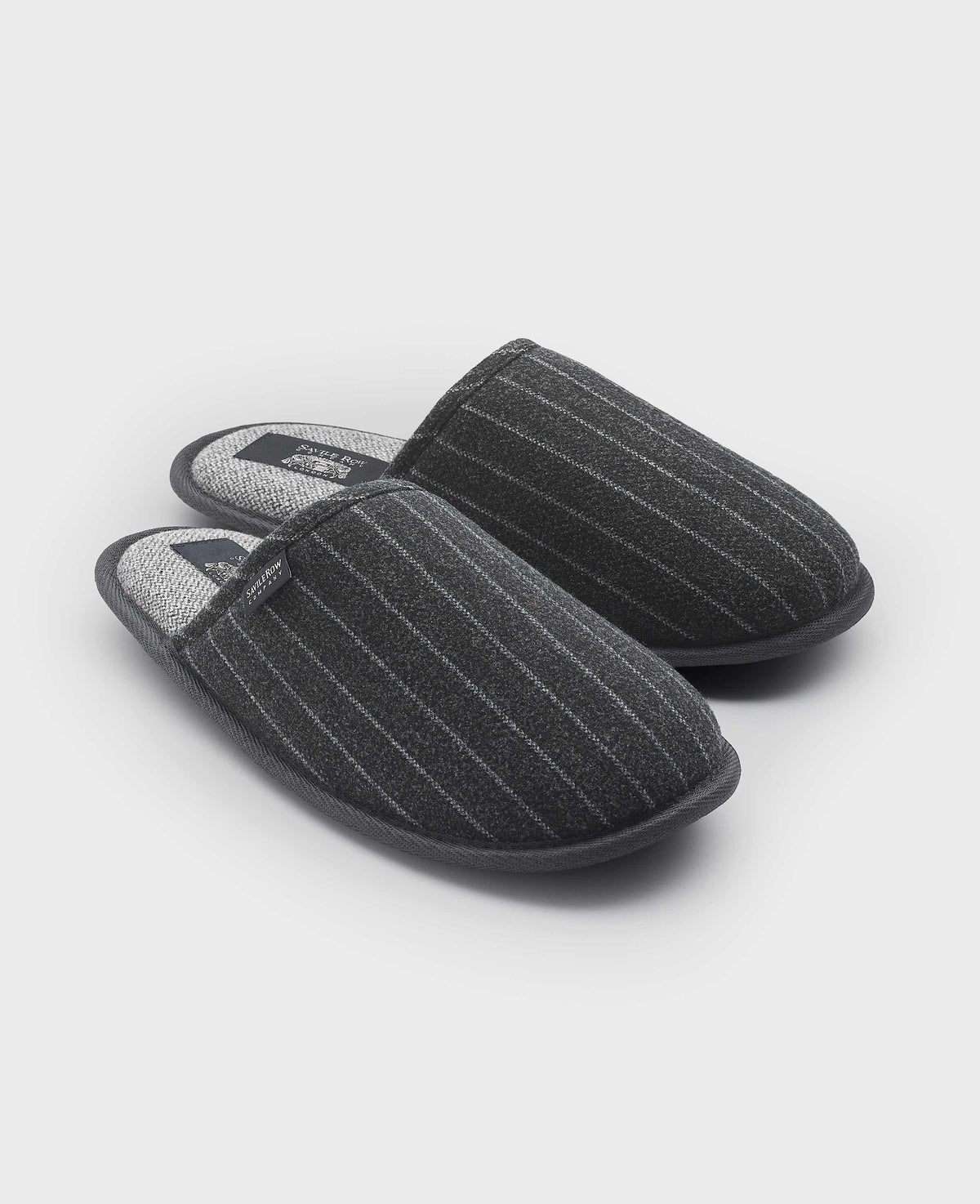 Grey Pinstripe Mule Slippers