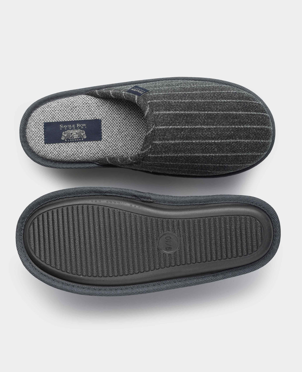 Grey Pinstripe Mule Slippers