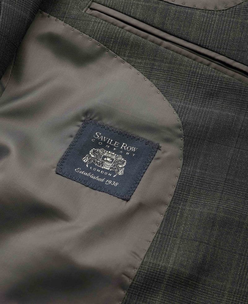 Men's Grey Prince of Wales Check Wool Blend Suit Jacket lining