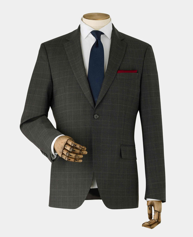 Men's Grey Prince of Wales Check Wool Blend Suit Jacket mannequin