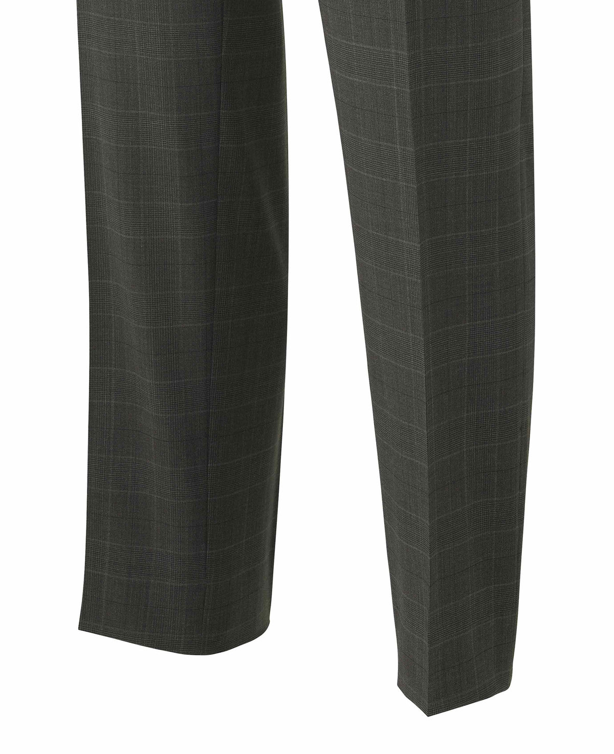 Men's Grey Prince of Wales Check Wool Blend Suit Trousers leg detail