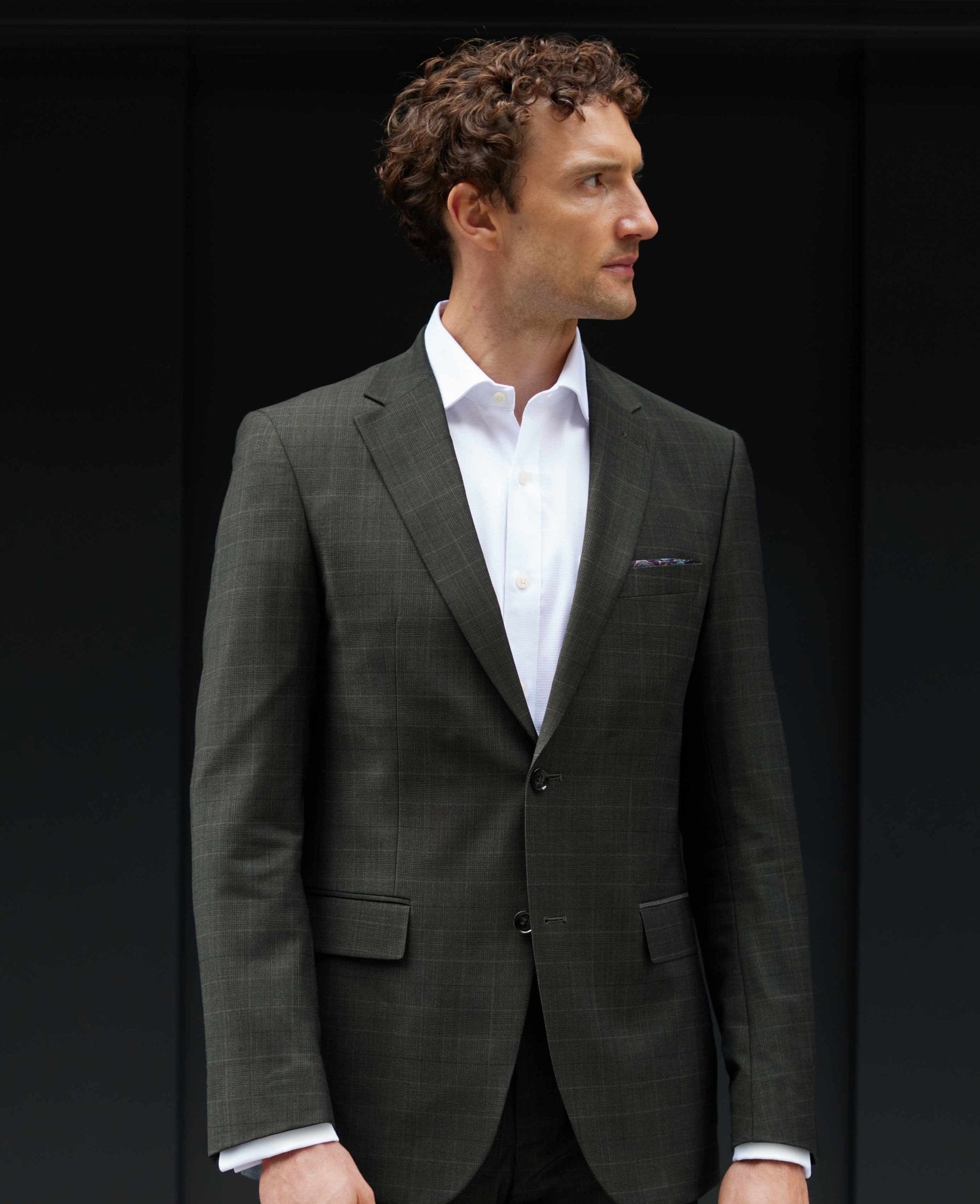 Men's Grey Prince of Wales Check Wool Blend Tailored Suit | Savile Row Company Men's Grey Prince of Wales Check Wool Blend Tailored Suit | Savile Row Company