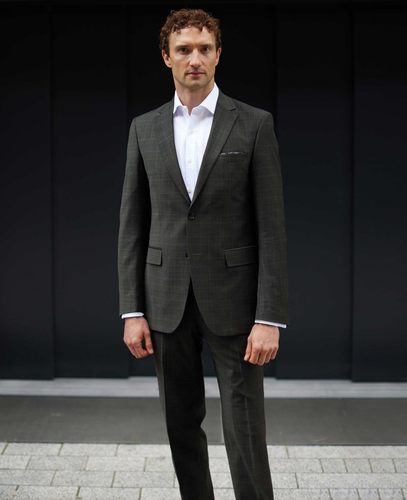 Grey Prince of Wales Check Wool Blend Tailored Suit